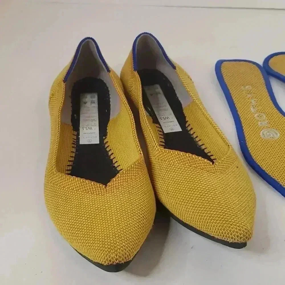Rothy's Shoe Size 5.5 Yellow Rubber Woven Pointed Toe closed heel Shoes